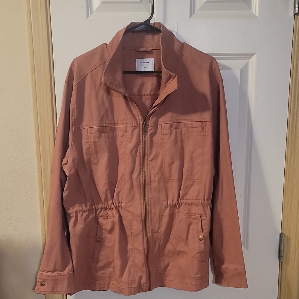Old Navy Brown Jean Jacket with Pointed Collar and Utility Style